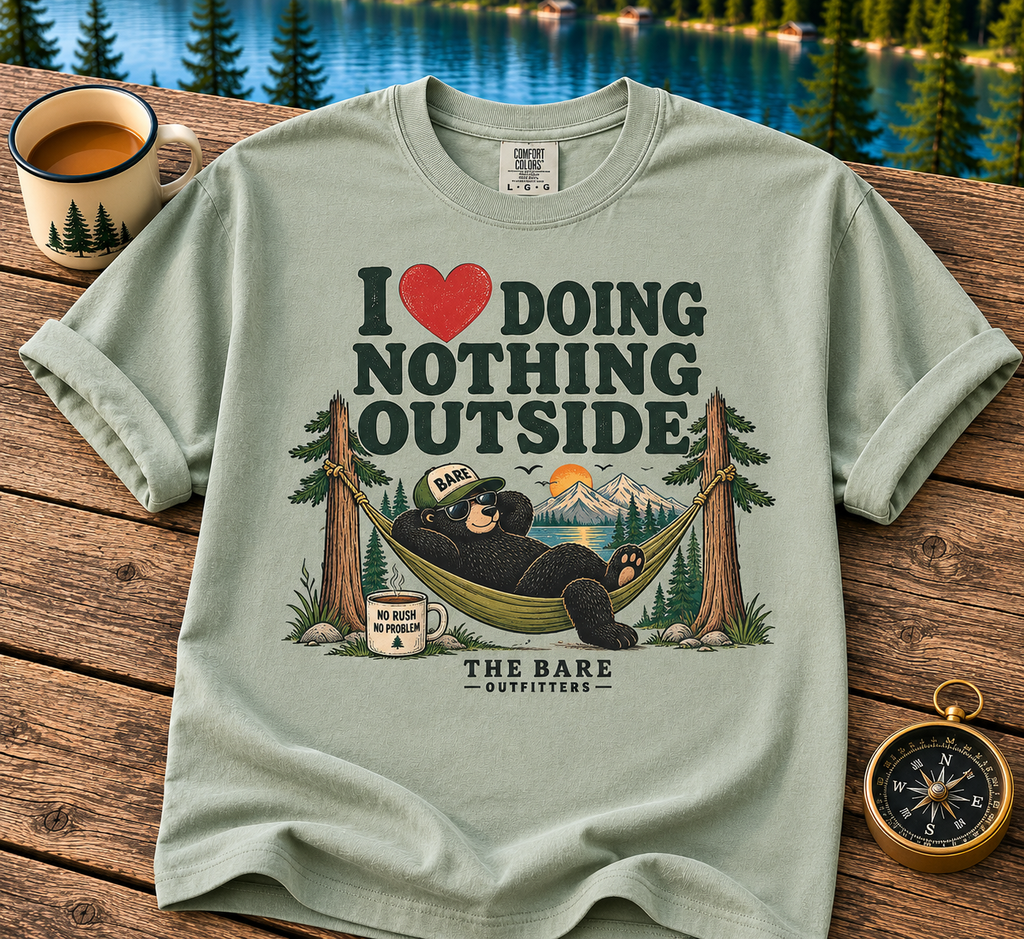 I  Doing Nothing Outside T-Shirt — Relaxed Bear Outdoors Graphic Tee
