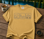 Adventure Icons T-Shirt — Camping, Surfing & Sunset Graphic Tee