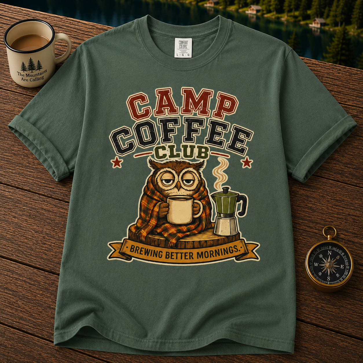 Camp Coffee Club T-Shirt — Brewing Better Mornings Graphic Tee