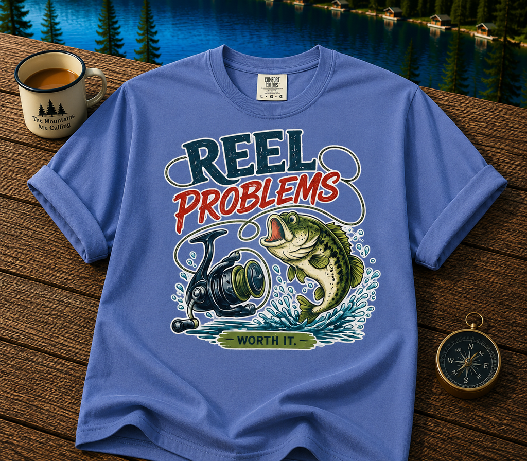 Fishing T-Shirt — “Reel Problems” Bass Angler Tee