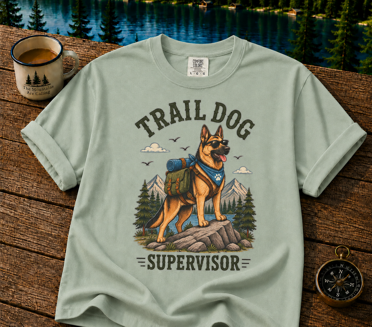 Trail Dog Supervisor T-Shirt — Hiking German Shepherd Graphic Tee