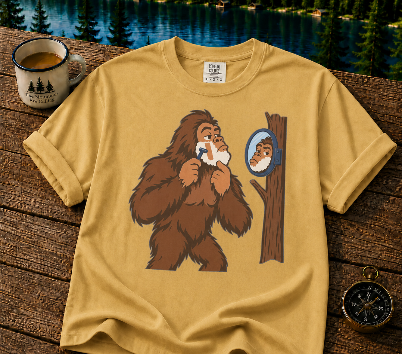 Sasquatch Mirror T-Shirt — Funny Bigfoot Reflection Graphic Tee