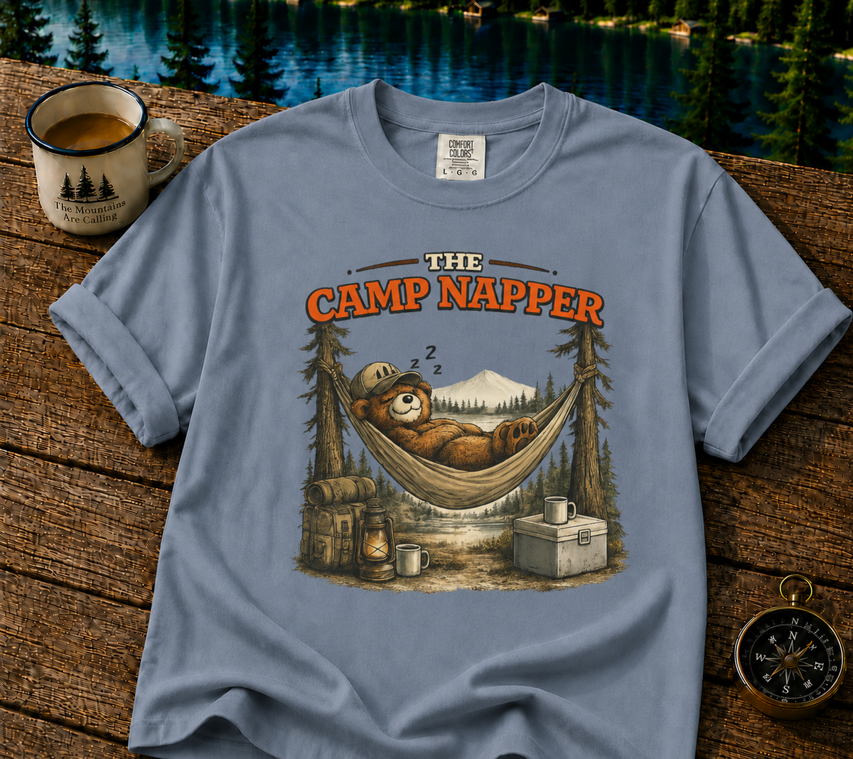 Camp Napper T-Shirt — Cute Sloth Hammock Camping Tee