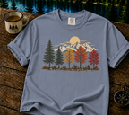 Autumn Mountain Forest T-Shirt — Scenic Fall Trees & Peaks Tee