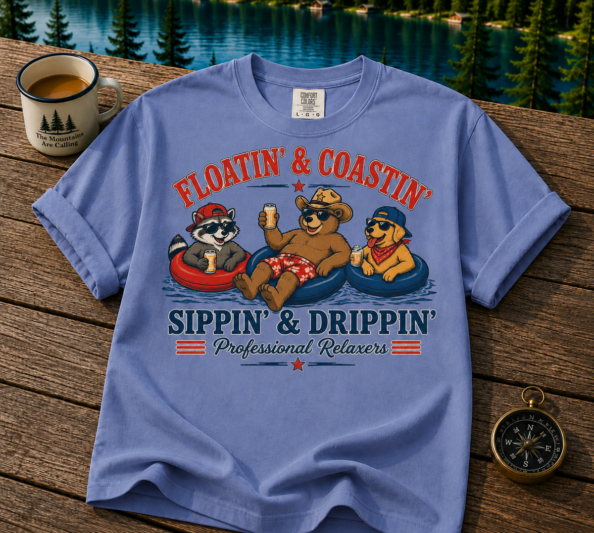 Sippin' & Drippin' T-Shirt — Floatin' & Coastin' Summer Graphic Tee