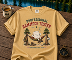 Professional Hammock Tester T-Shirt — Funny Camping Marshmallow Graphic