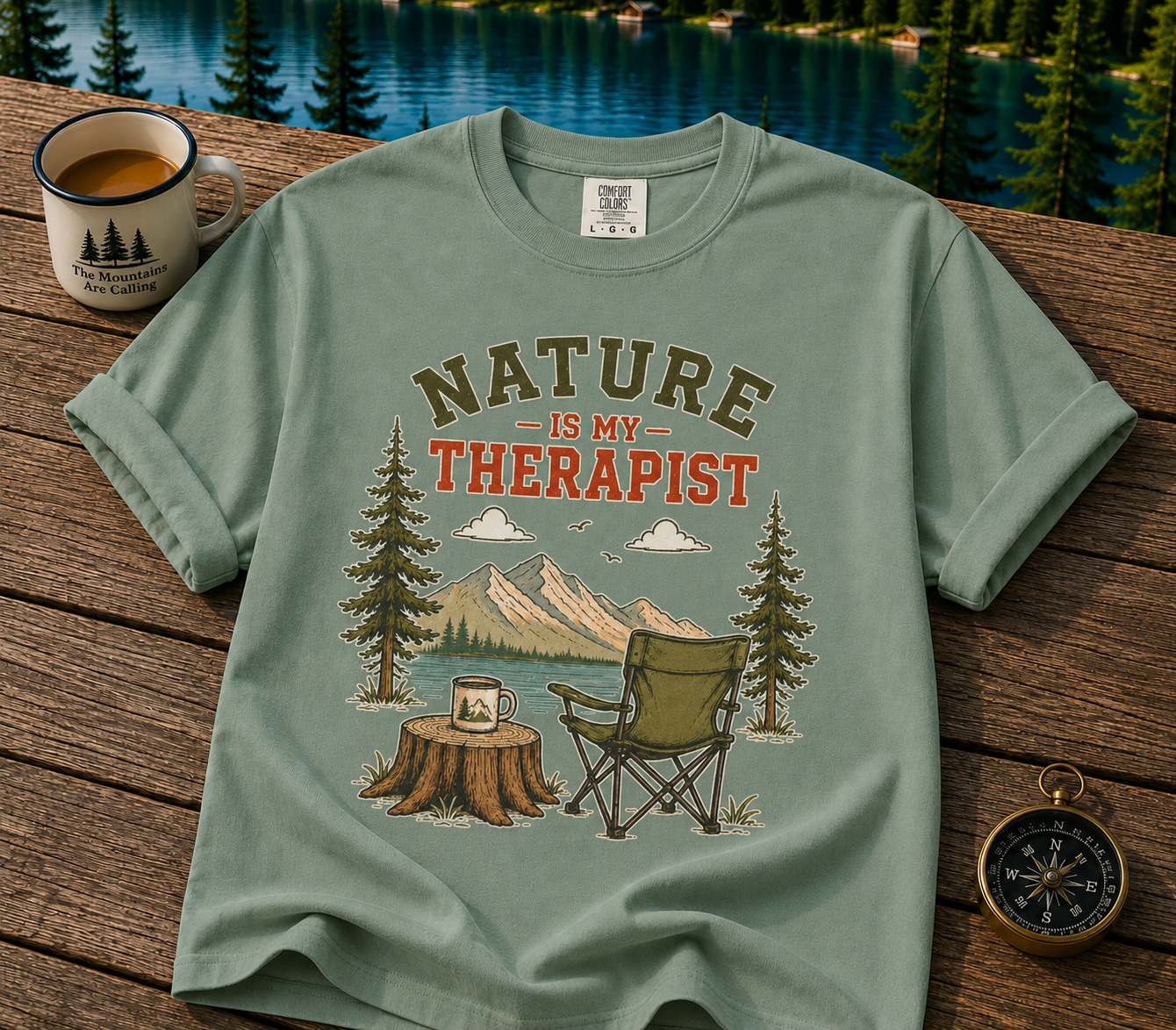 Nature Is My Therapist T-Shirt — Camping Outdoors Graphic Tee