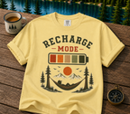 Recharge Mode T-Shirt — Adventure Camping Graphic Tee