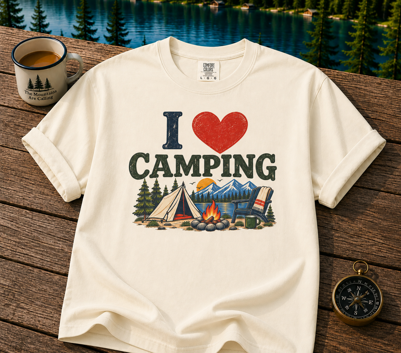 I Heart Camping T-Shirt — Vintage Campsite Graphic Tee for Outdoor Lovers