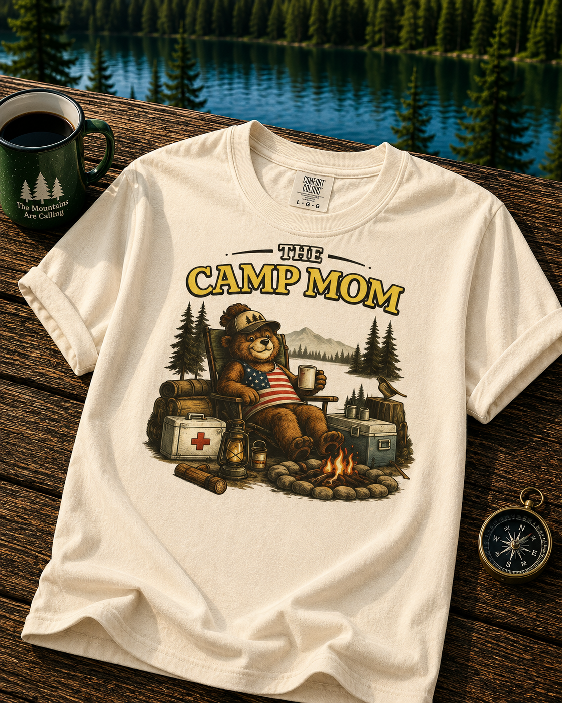 Camp Mom T-Shirt — Retro Bear Camping Graphic Tee
