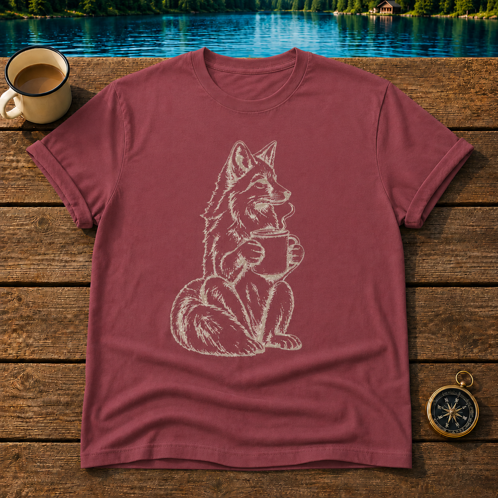 Wolf Holding Heart T‑Shirt — Cute Rustic Animal Love Tee