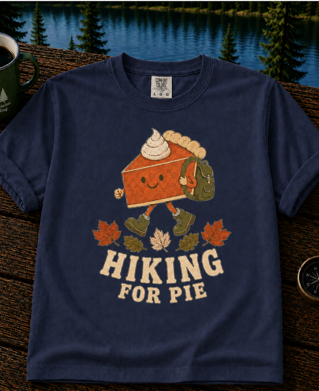 Hiking For Pie T-Shirt — Cute Autumn Hiking Pie Graphic Tee