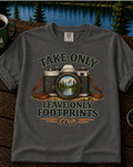 Take Only, Leave Only Footprints T-Shirt — Vintage Camera Hiking Tee