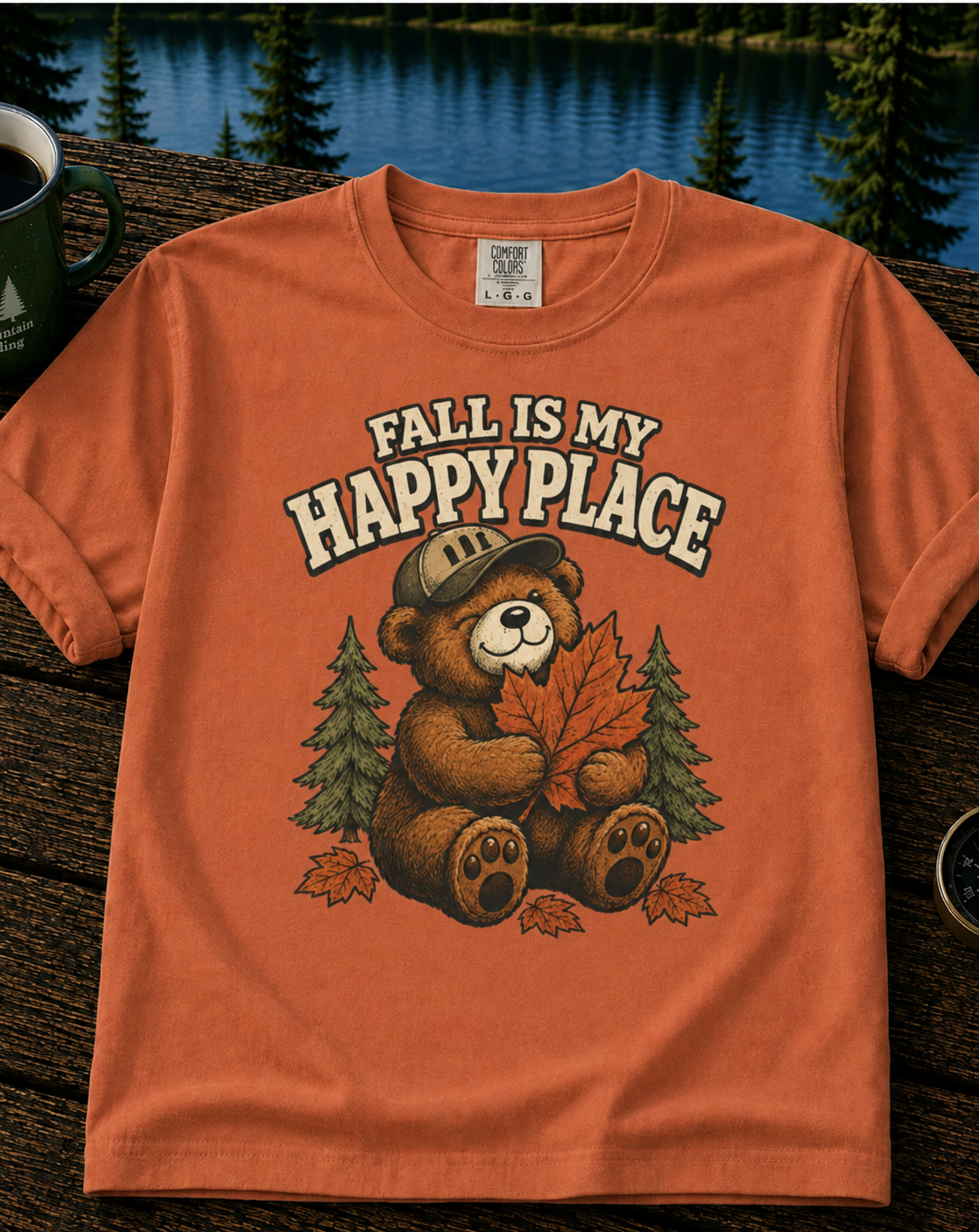 Fall Is My Happy Place Bear T-Shirt