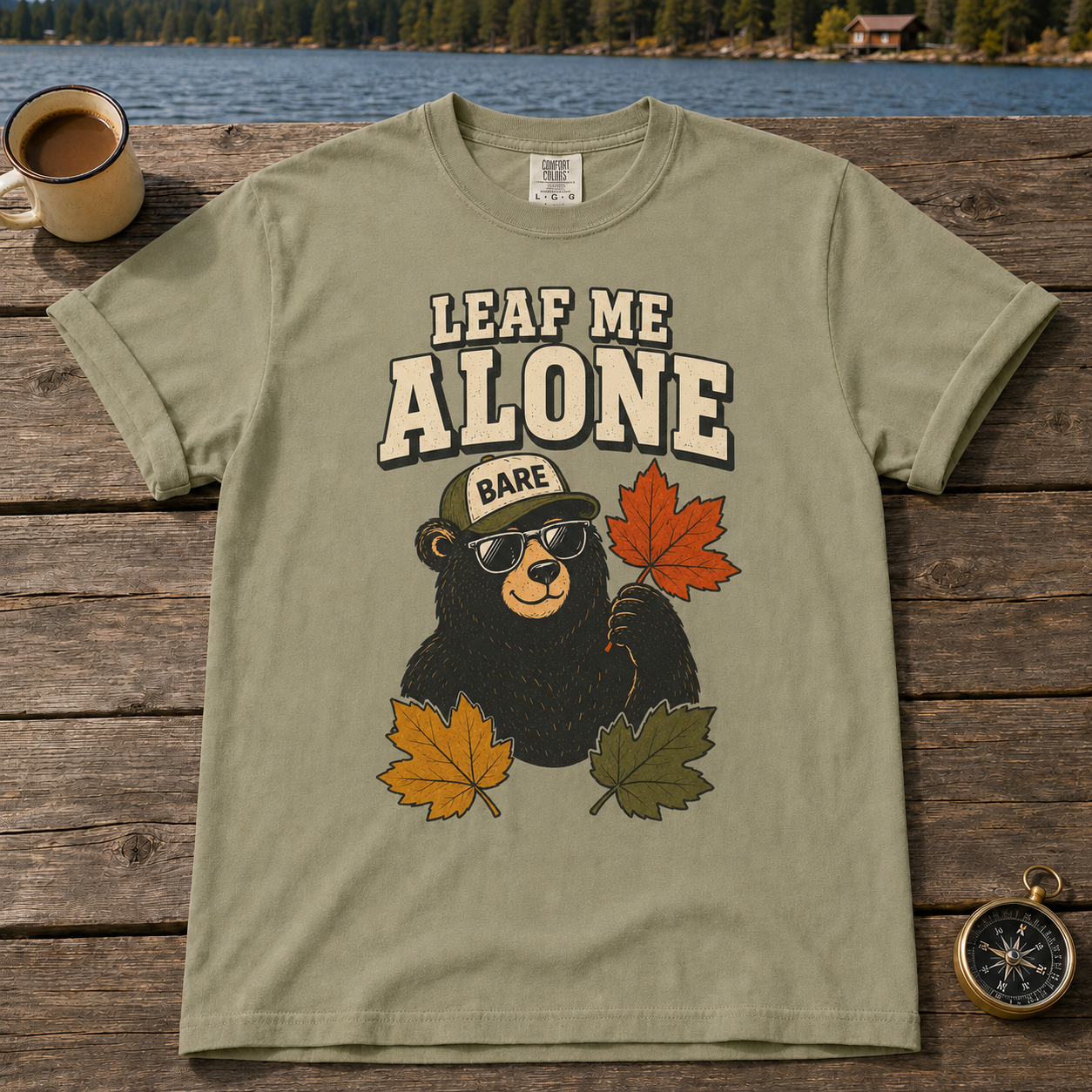 Leaf Me Alone Bear T-Shirt — Funny Autumn Bear Graphic Tee
