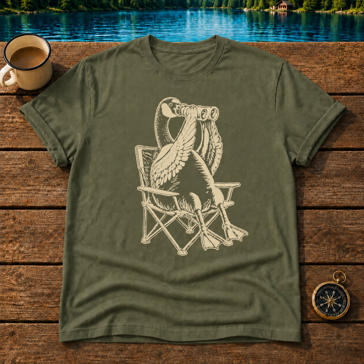 Goose Lounging Graphic T-Shirt — Vintage Beach Bird Tee