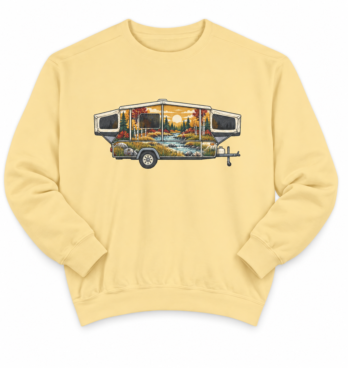 Vintage Camper Sweatshirt — Scenic RV Road Trip Graphic