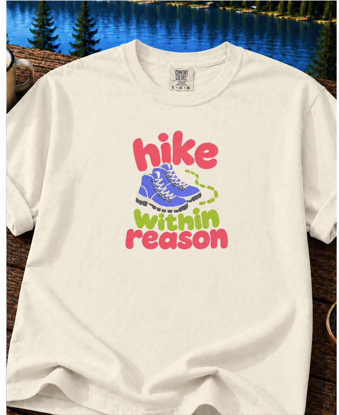 Hike Within Reason T‑Shirt — Retro Hiking Tee with Boot Graphic