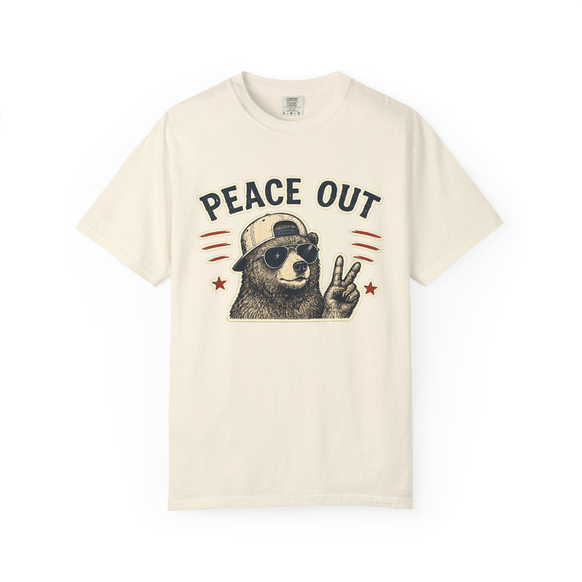 Peace Out Bear T-Shirt — Retro Bear Giving Peace Sign Graphic Tee