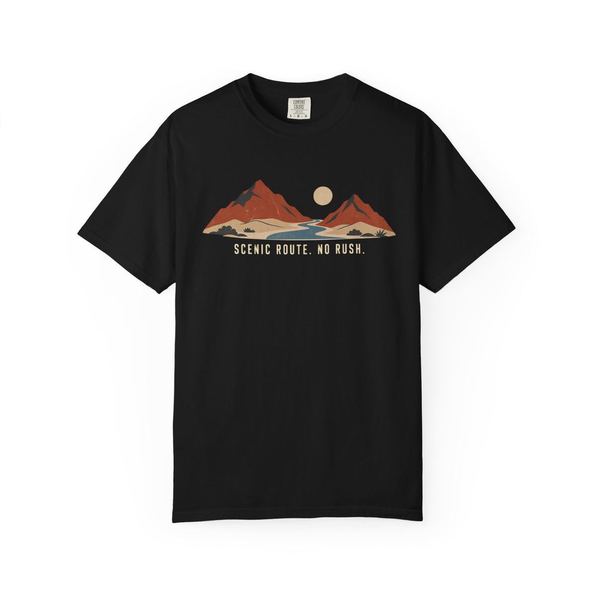 Scenic Route Mountain T-Shirt — "Scenic Route No Rush" Vintage Outdoor Tee