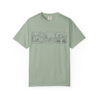 Adventure Icons T-Shirt — Camping, Surfing & Sunset Graphic Tee