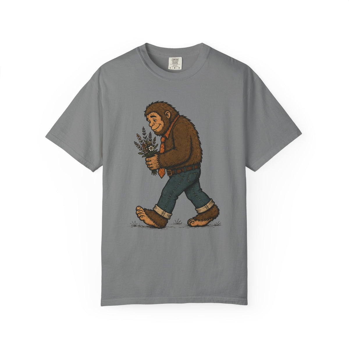 Sasquatch Bouquet T-Shirt — Cute Bigfoot Illustration Tee