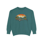 Camper Sunset Sweatshirt — Retro Teardrop Trailer Graphic Pullover