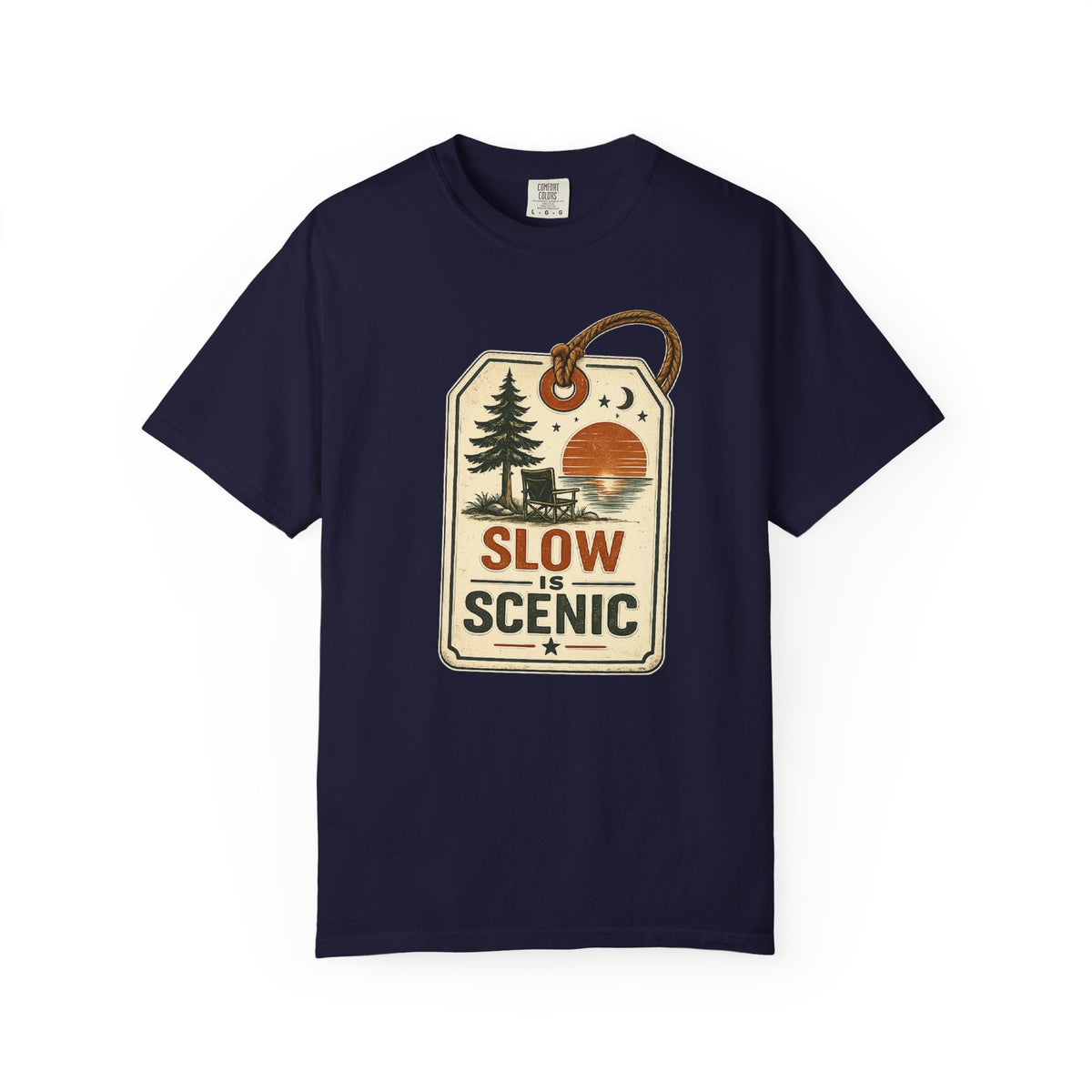 Slow Is Scenic T-Shirt — Vintage Nature Tag Graphic Tee