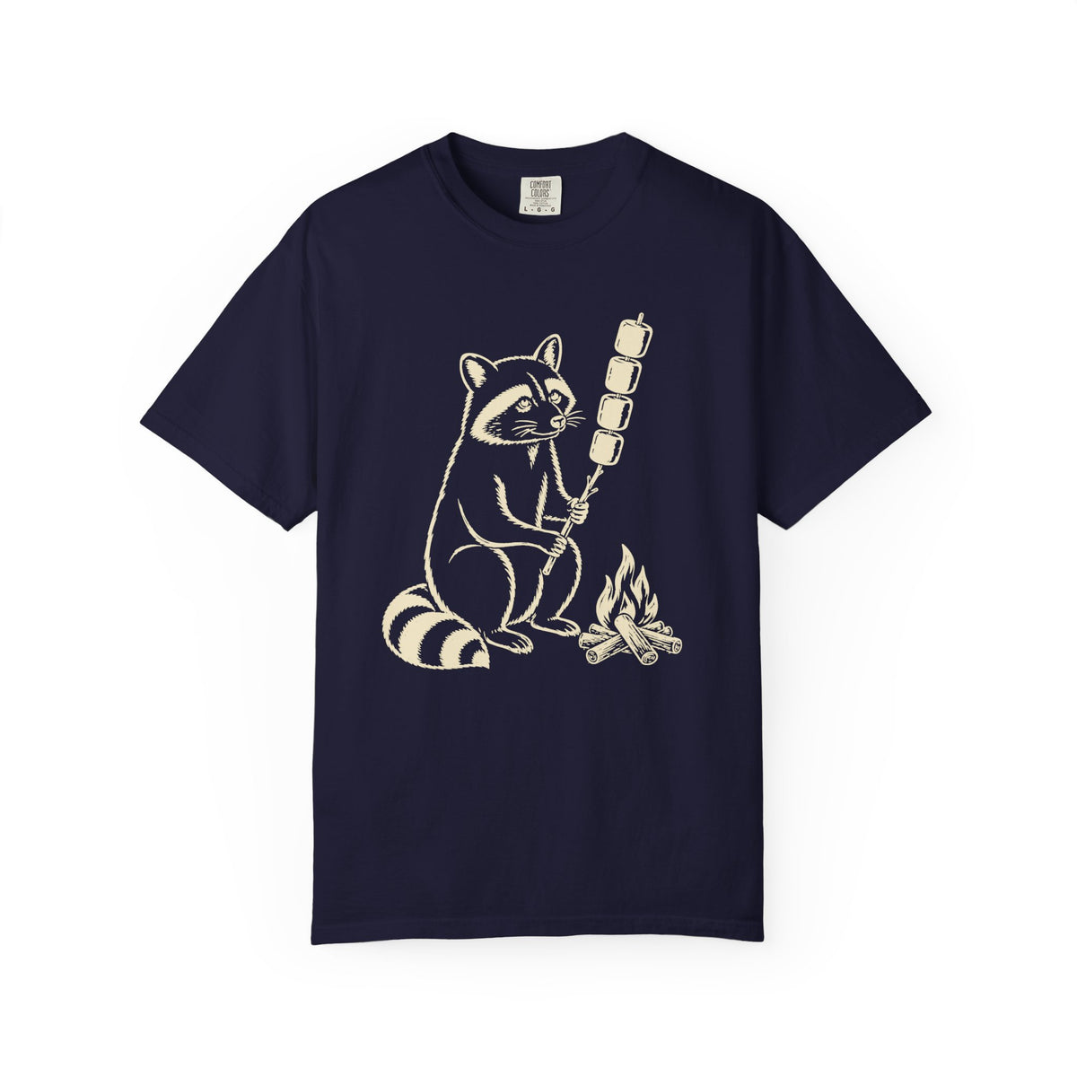 Raccoon Campfire T-Shirt — Marshmallow Roasting Graphic Tee
