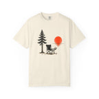 Camping Sunset T-Shirt — Chair & Pine Tree Scenic Tee