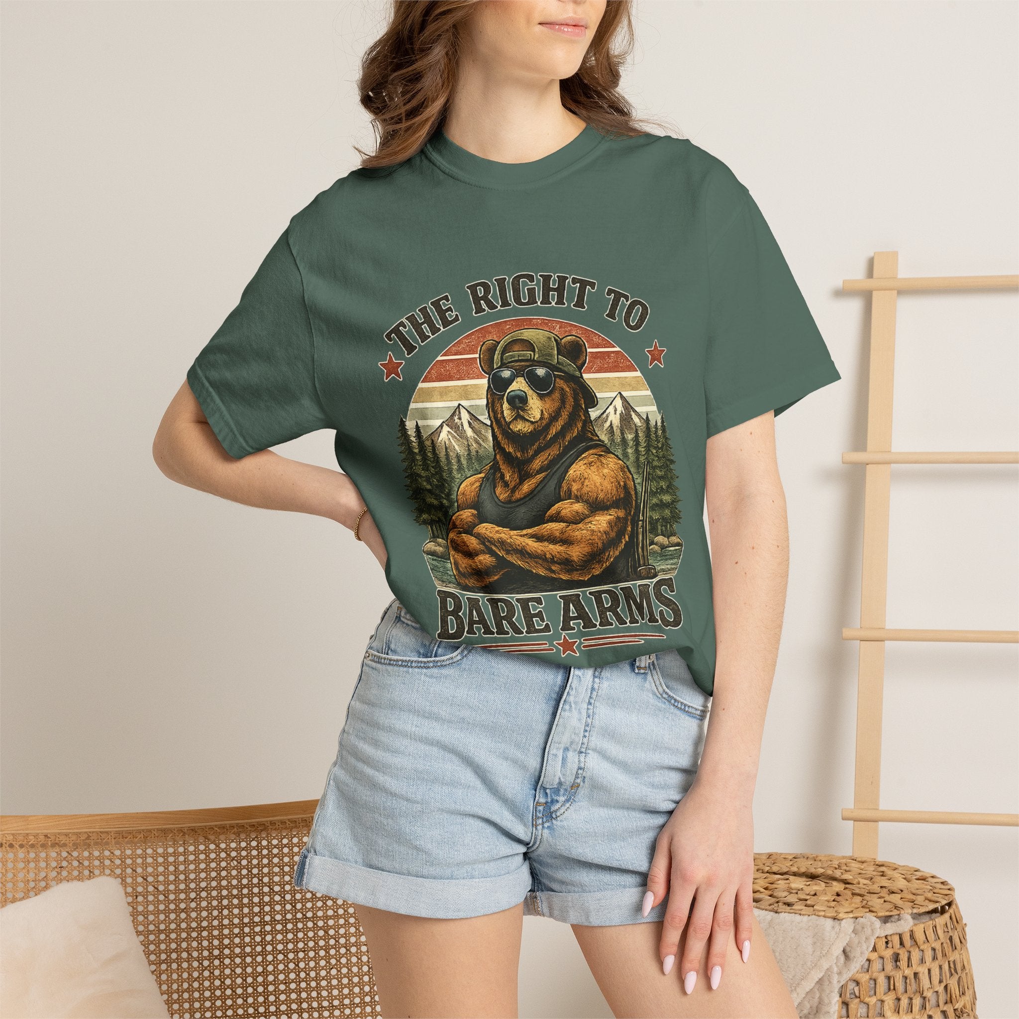 T-Shirt — "The Right to Bare Arms" Bear Graphic Tee
