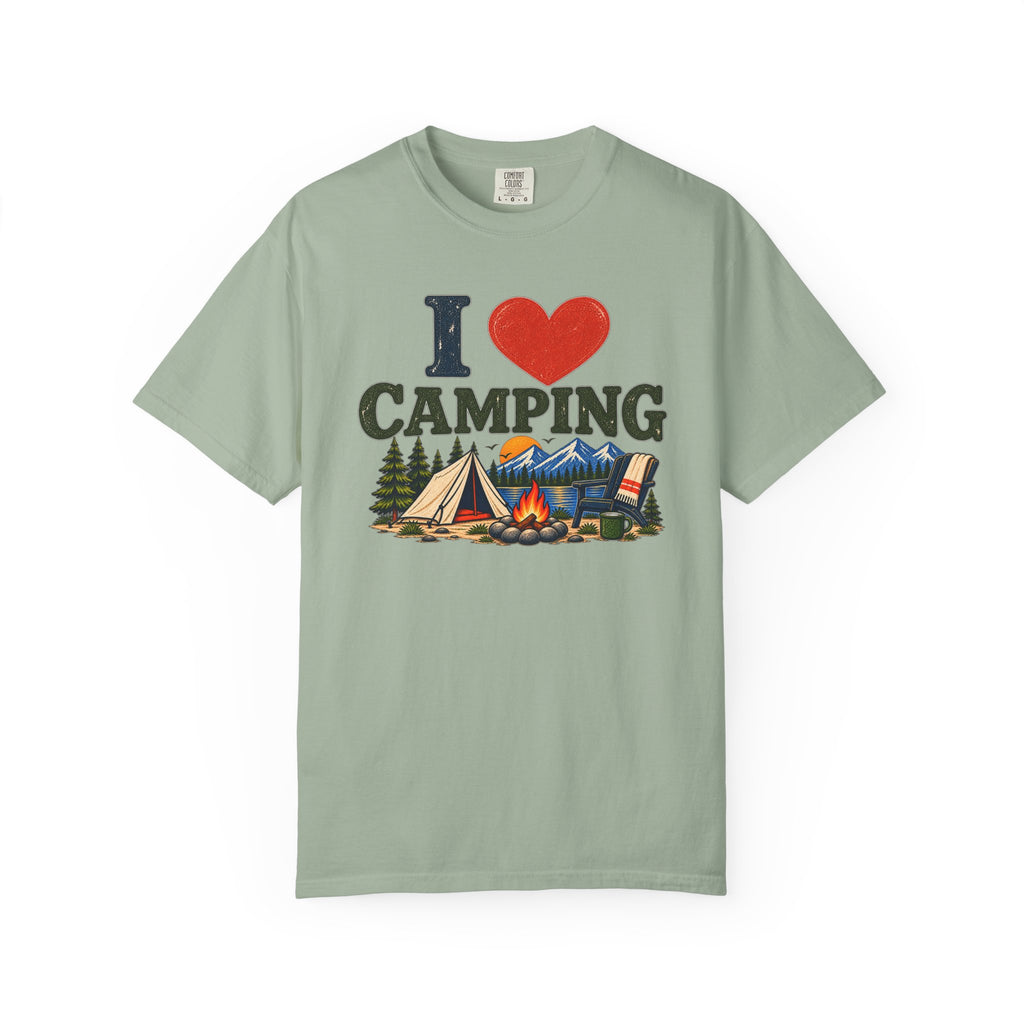 I Heart Camping T-Shirt — Vintage Campsite Graphic Tee for Outdoor Lovers