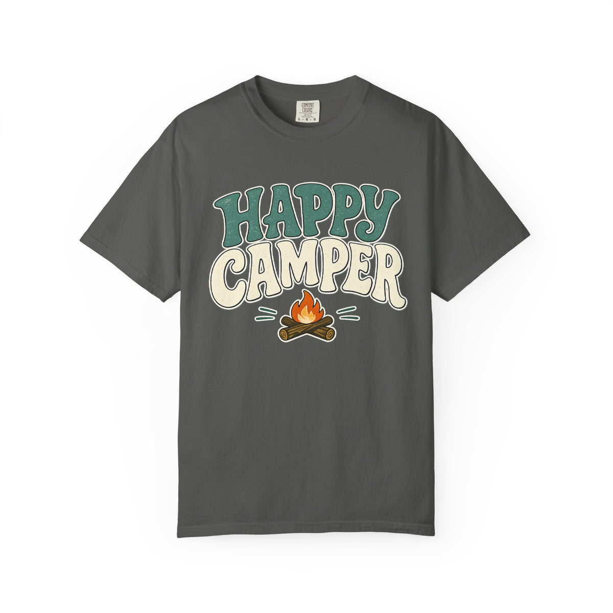 Happy Camper T-Shirt — Retro Campfire Graphic Tee