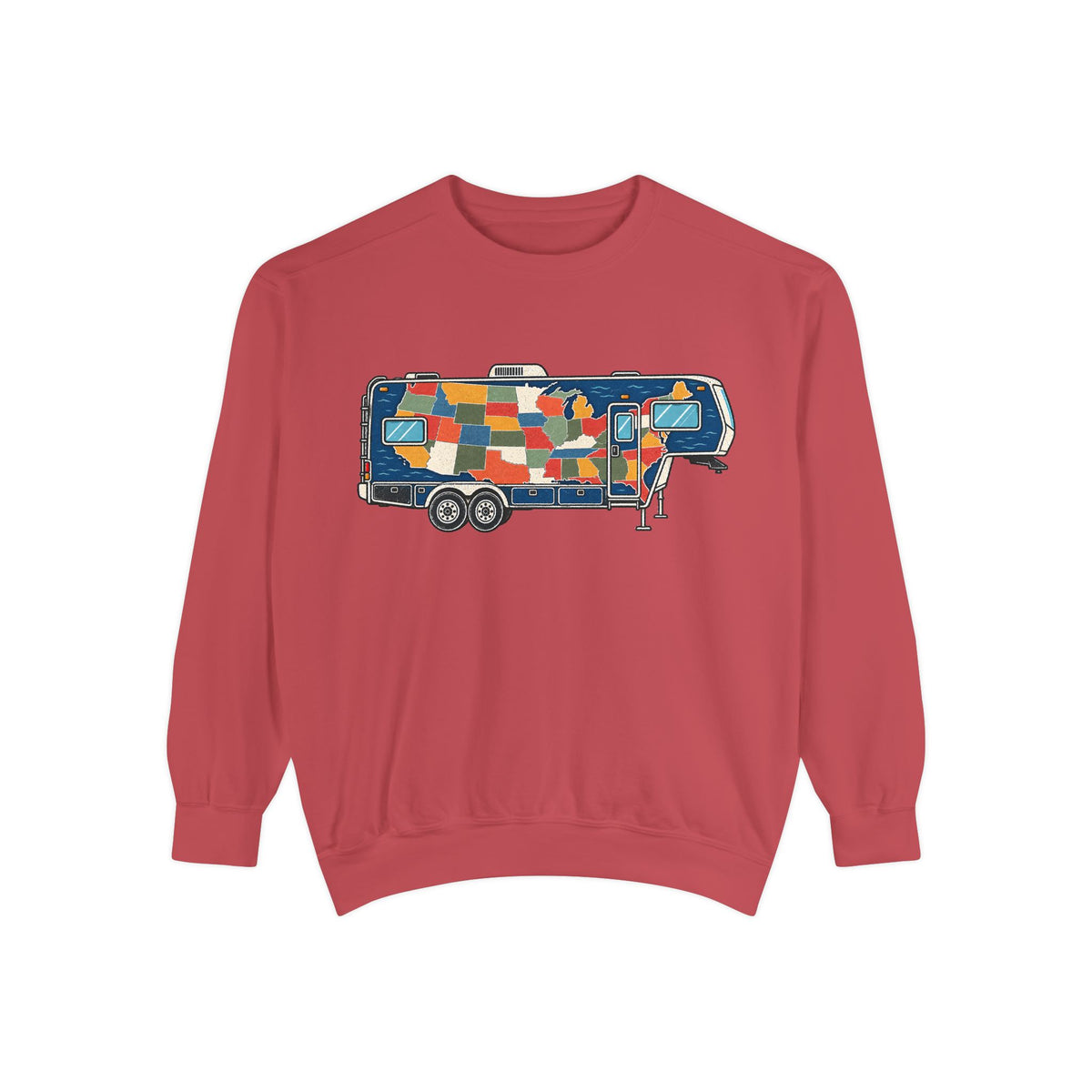 Camper Patchwork Sweatshirt — Retro Airstream Travel Crewneck