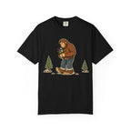 Bigfoot Lumberjack Graphic T-Shirt — Sasquatch Holding Pinecone Design