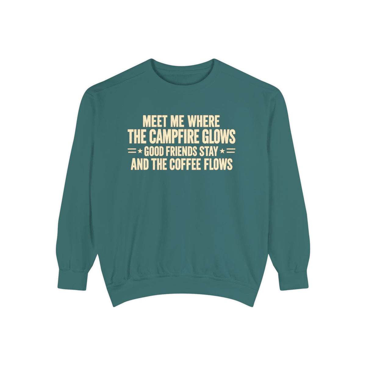 Campfire & Coffee Sweatshirt — "Meet Me Where the Campfire Glows" Cozy Pullover