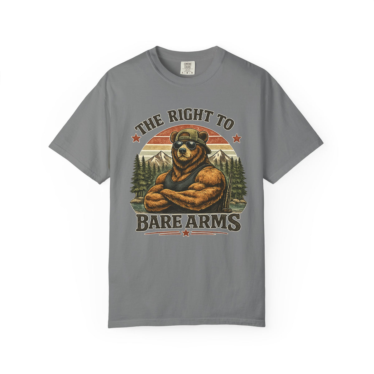 T-Shirt — "The Right to Bare Arms" Bear Graphic Tee