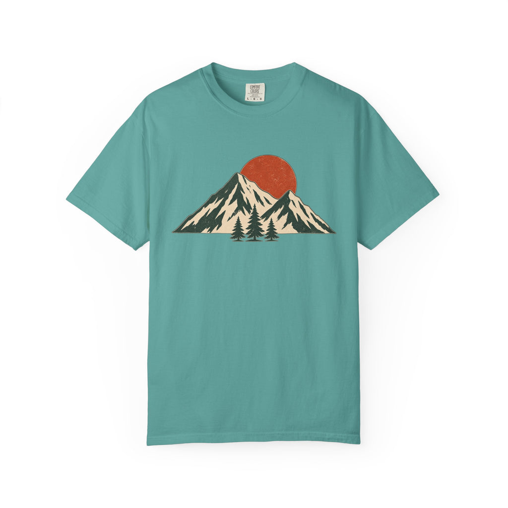 Sunset Mountain T-Shirt — Vintage Mountain & Trees Graphic Tee