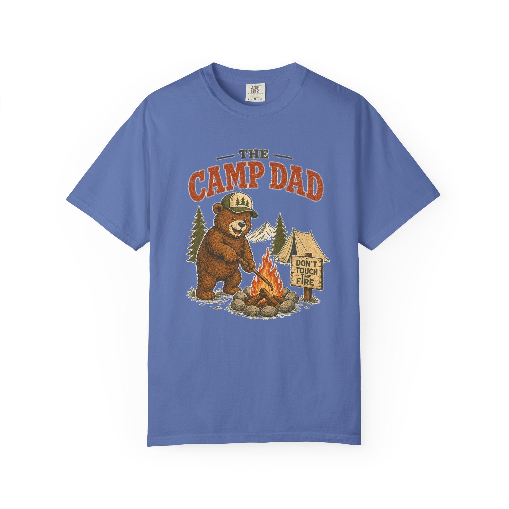 Camp Dad T-Shirt — Vintage Bear Camping Graphic Tee (Don’t Touch Fire)