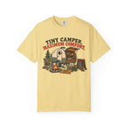 Tiny Camper T-Shirt — “Tiny Camper, Maximum Comfort” Retro Camping Tee