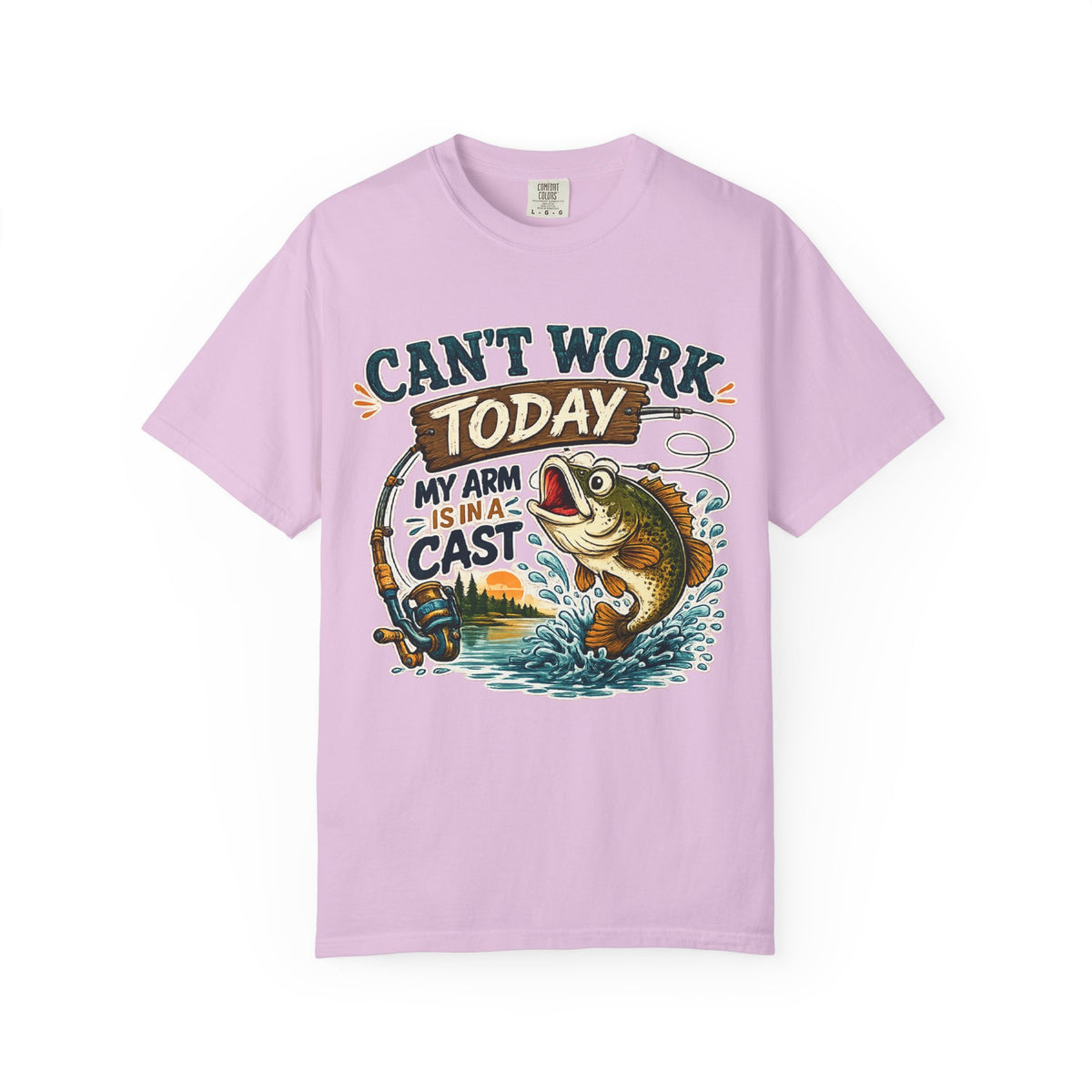 Fishing T-Shirt — "Can't Work Today, My Arm Is In A Cast" Graphic Tee
