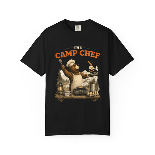 Camp Chef T‑Shirt — Vintage Bear Camper Cooking Graphic Tee