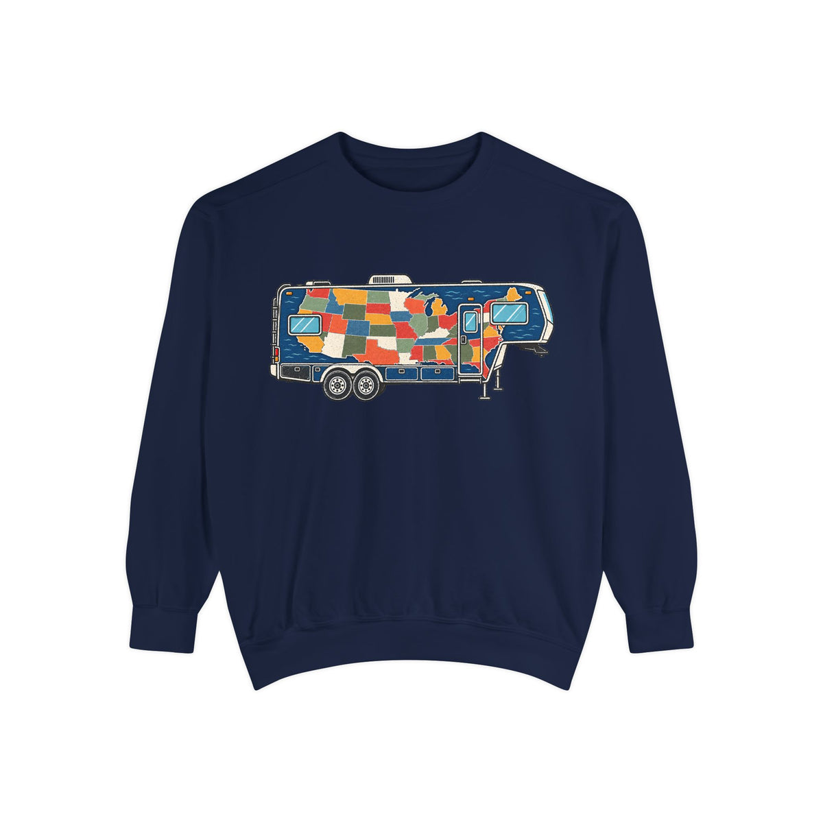 Camper Patchwork Sweatshirt — Retro Airstream Travel Crewneck