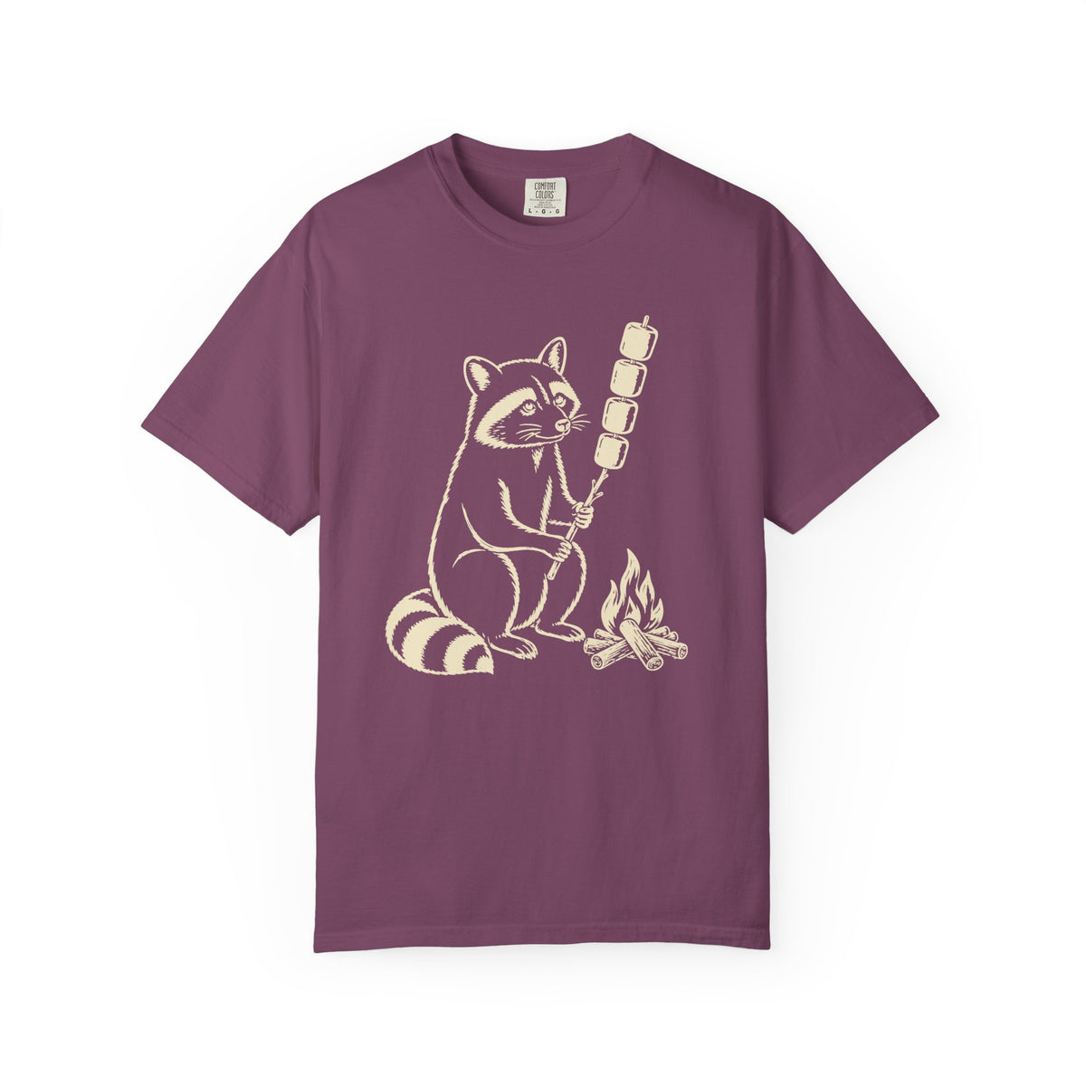 Raccoon Campfire T-Shirt — Marshmallow Roasting Graphic Tee