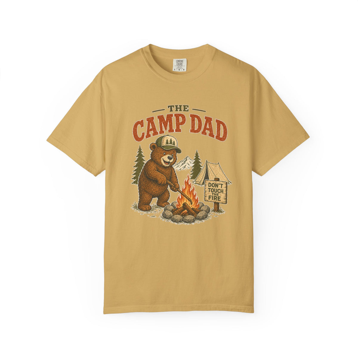 Camp Dad T-Shirt — Vintage Bear Camping Graphic Tee (Don’t Touch Fire)