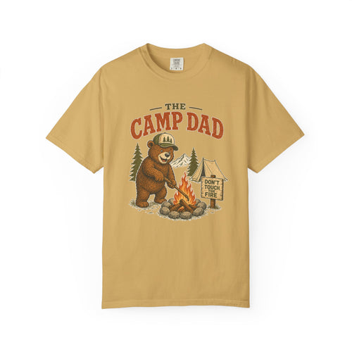 Camp Dad T-Shirt — Vintage Bear Camping Graphic Tee (Don’t Touch Fire)
