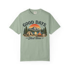 Good Days Start Here Camping T-Shirt — Retro Mountain Sunset Outdoor Tee