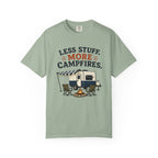Camping T-Shirt — "Less Stuff, More Campfires" RV & Campfire Graphic Tee