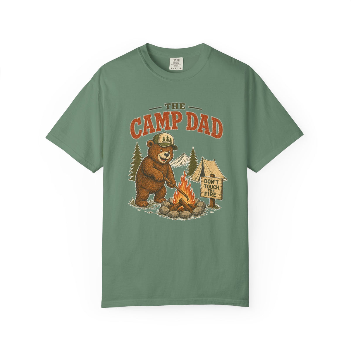 Camp Dad T-Shirt — Vintage Bear Camping Graphic Tee (Don’t Touch Fire)