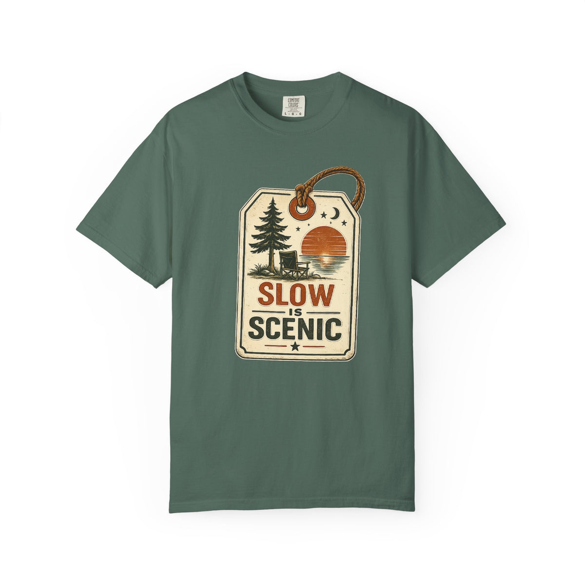 Slow Is Scenic T-Shirt — Vintage Nature Tag Graphic Tee